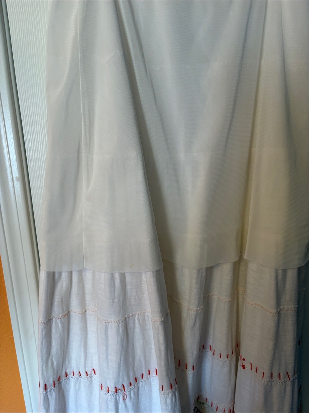 Double D Ranch White Tiered Maxi Skirt with Multicolor Floral Embroidery - Picture 5 of 5